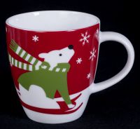 Crate & Barrel Holiday Christmas Snowpup Coffee Mug 12oz